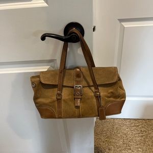 Suede and leather coach bag